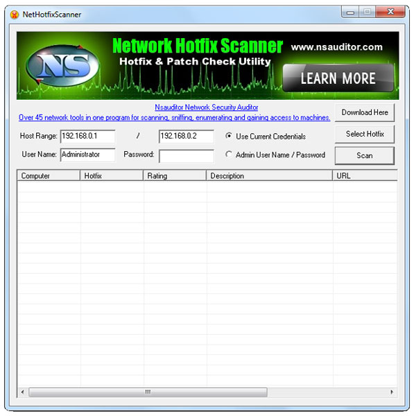 Screenshot for NetHotfixScanner 1.2