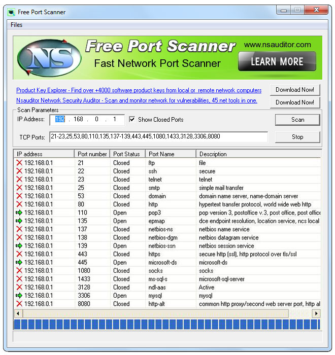 Click to view FreePortScanner 2.9.1 screenshot