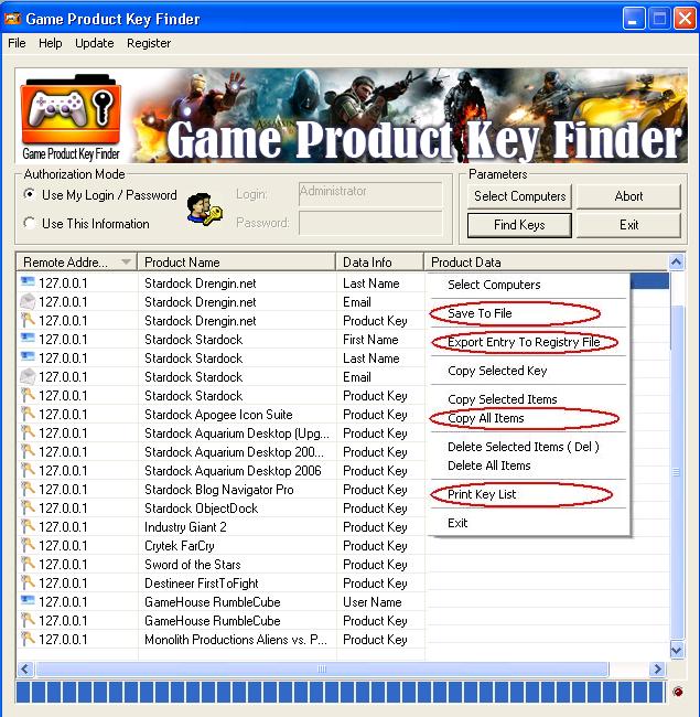 Click to view Game Product Key Finder 1.2.6 screenshot